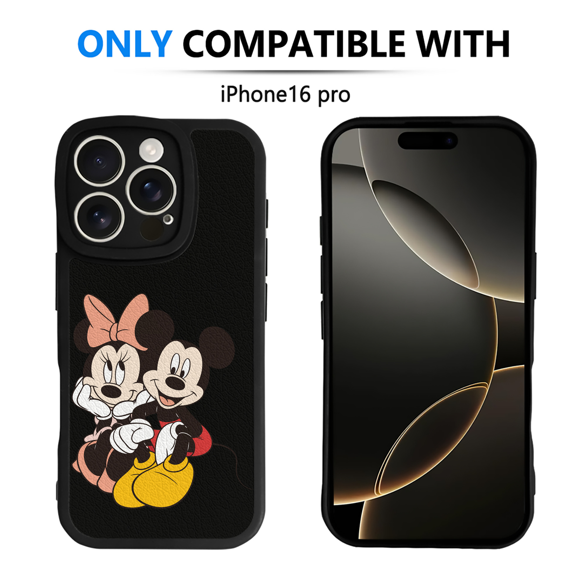 （画像用） ミッキーマウス Mickey Mouse 【iPhone 16シリーズ対応】シリコンスマホケース（レザー調） 材質：シリコン